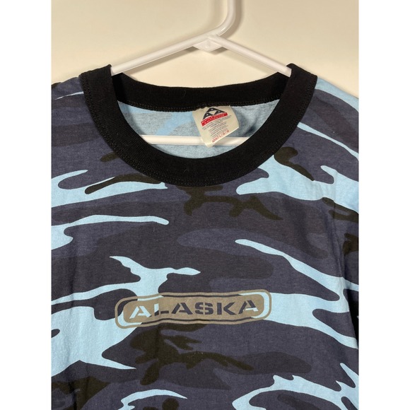 Alaska Blue Camo T Shirt Graphic Tee Novelty Print Mens Size XL - Picture 1 of 5